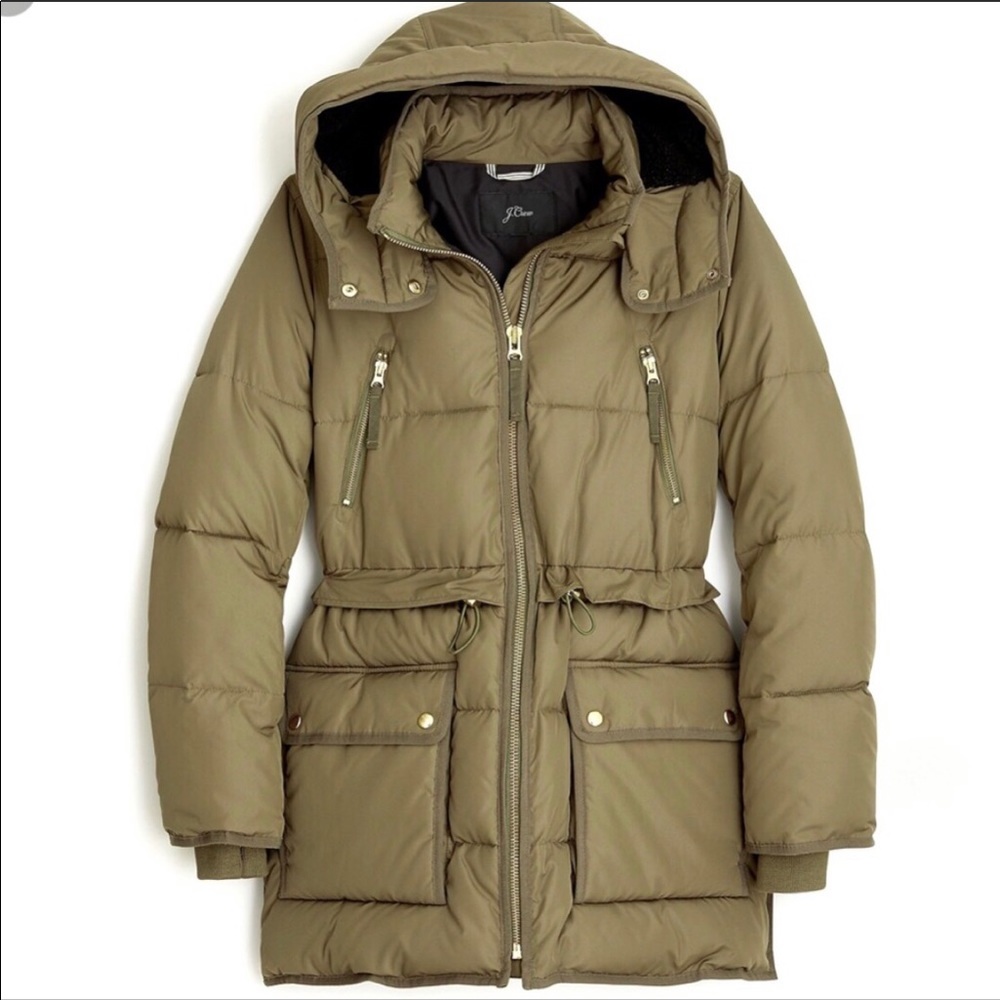 JCrew Chateau Puffer Coat Primaloft Green XSP